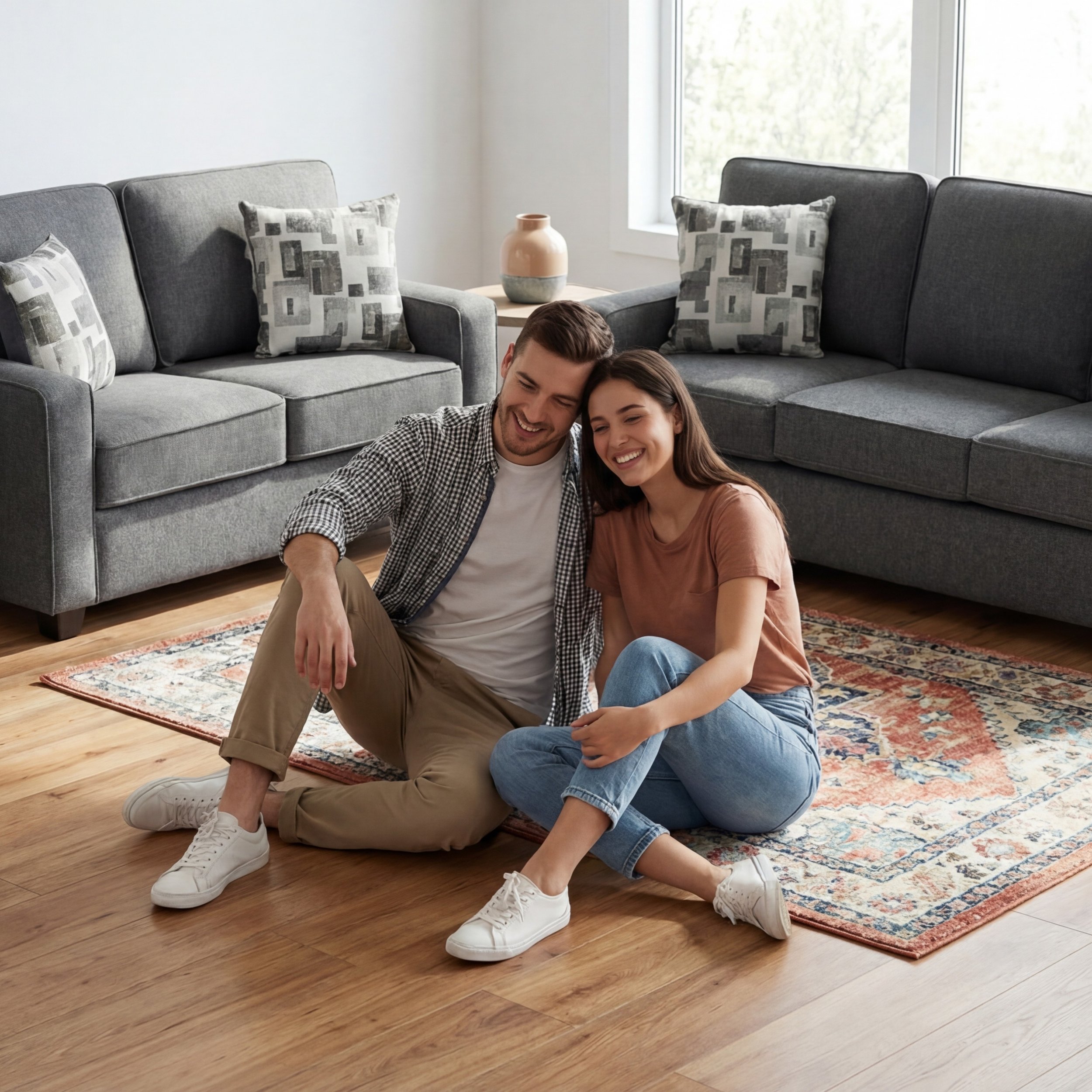 Family relaxing with Sealy furniture